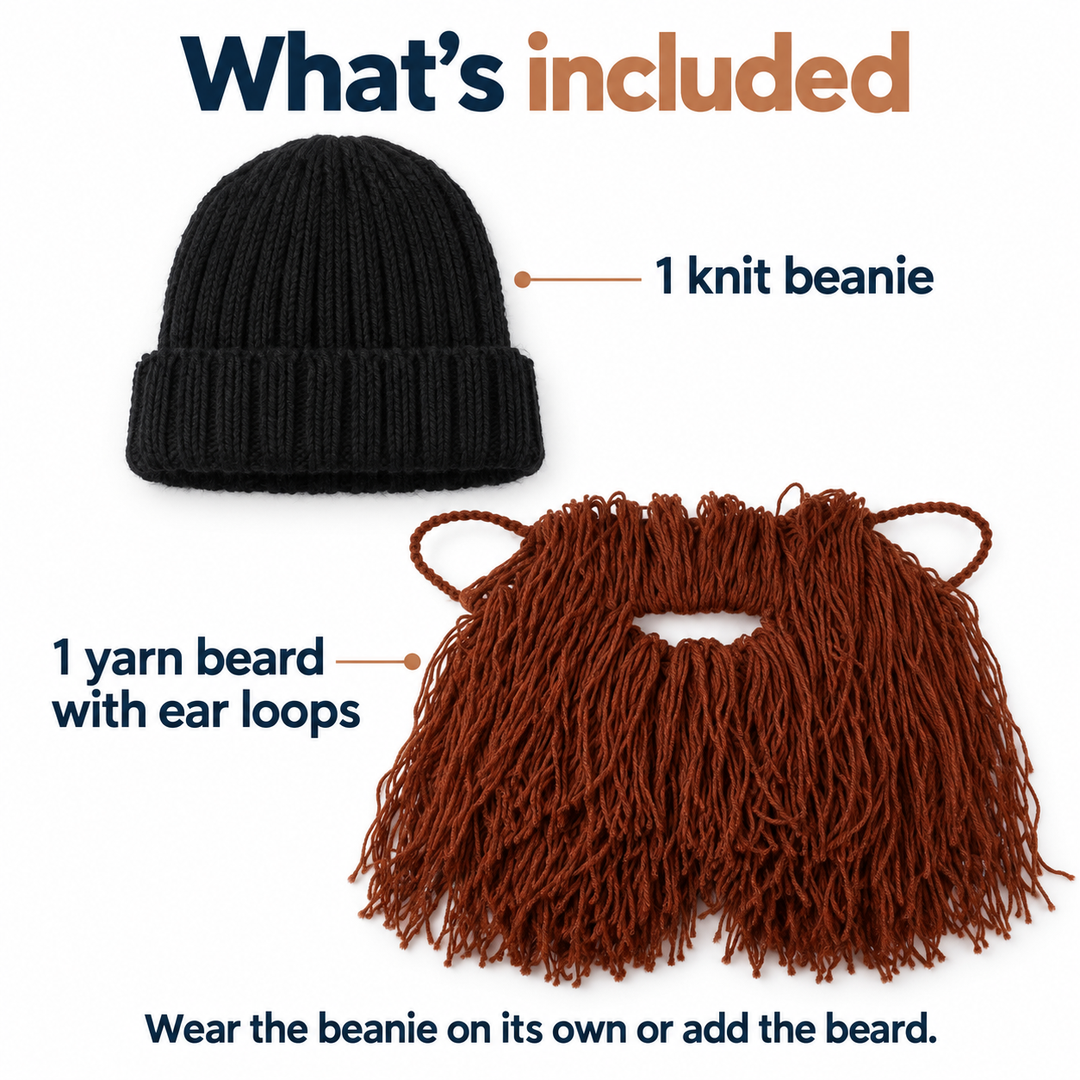 Conjunto de gorro con barba larga