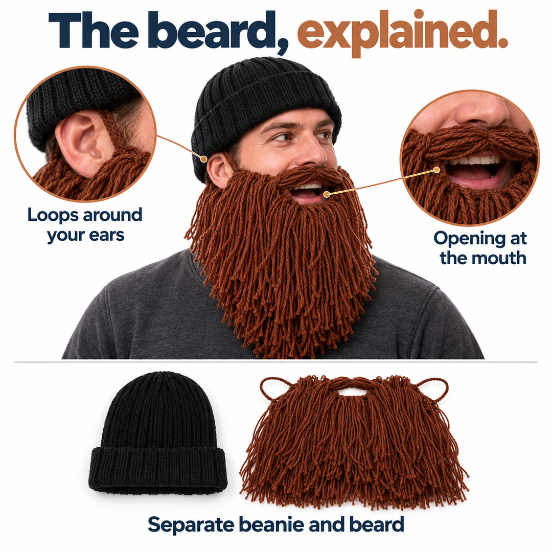Conjunto de gorro con barba larga